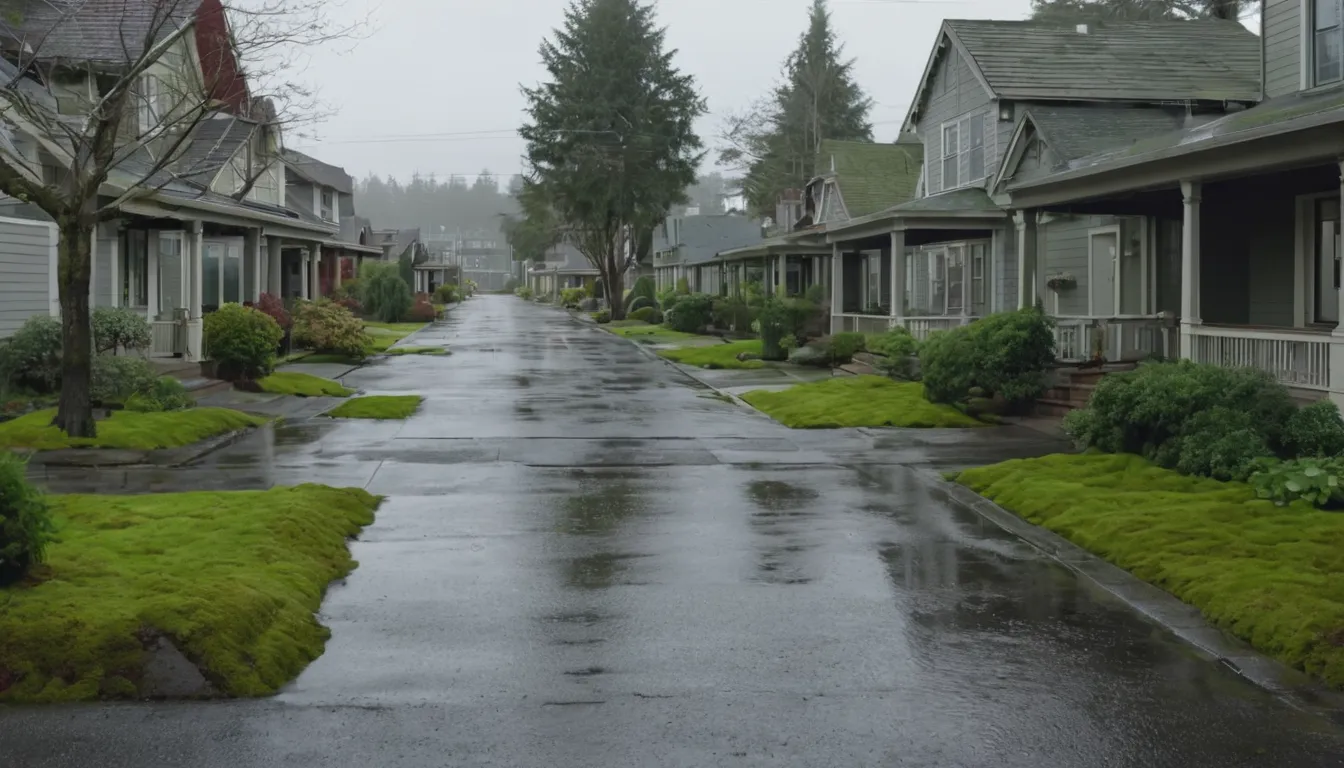 Craftsman homes on a wet, mossy street in Seattle